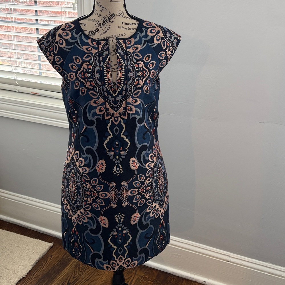 Laundry by Design Navy and Black Patterned Mini Dress